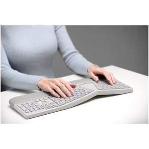 Kensington Pro Fit Ergo Wireless Keyboard-Gray - Wireless Connectivity - Bluetooth/RF - 2.40 GHz - USB Interface - Grey