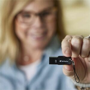 Verbatim 64GB Ergo USB Flash Drive - Black - The Verbatim Ergo USB drive features an ergonomic design for in-hand comfort 