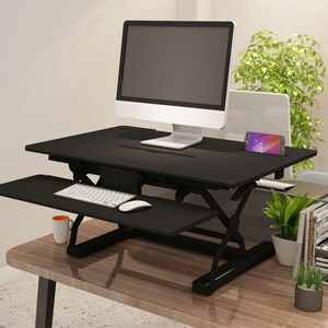 SIT STAND 36IN DESK WORKSTATION LAPTOP RISER HT ADJUST 5-17IN