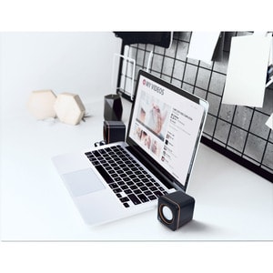 2600 Series Speaker System, Small Size, Big Sound, Two Speakers, Stereo, USB power, Output: 2x 3W, 3.5mm plug for sound, I