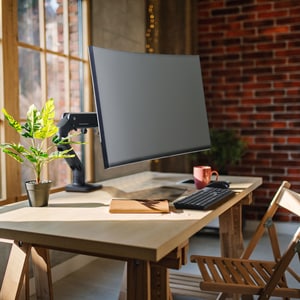 Ergotron Desk Mount for Monitor, Curved Screen Display - Matte Black - 1 Display(s) Supported - 49" Screen Support - 42 lb