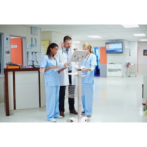CTA Digital Medical Mobile Floor Stand with Small Enclosure - Up to 8" Screen Support - 61" Height x 14.50" Width x 13" De