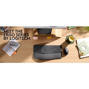 Logitech ERGO K860 Keyboard - Wireless Connectivity - English (US) - Graphite - Bluetooth - 10 m - 2.40 GHz - Windows, Mac