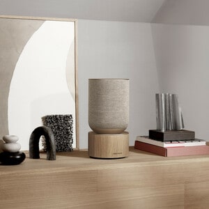 Bang & Olufsen BeoSound Bluetooth Smart Speaker - Google Assistant Supported - Natural Oak - Wall Mountable, Shelf Mountab