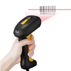 Adesso NuScan 2400U Industrial, Warehouse, Hospitality Handheld Barcode Scanner - Cable Connectivity - Yellow - 200 scan/s