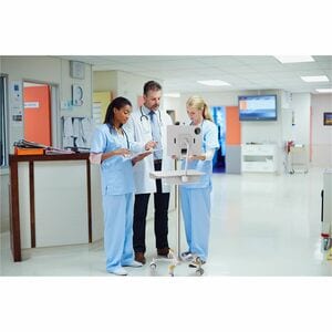 CTA Digital Medical Grade Anti-Microbial VESA Floor Stand with Universal Security Enclosure - Up to 10.50" Screen Support 