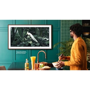 Samsung (2021) 43" The Frame Customizable Bezel - Modern Brown - 38.30" x 22.17" Frame Size - Rectangle - Landscape - Magn