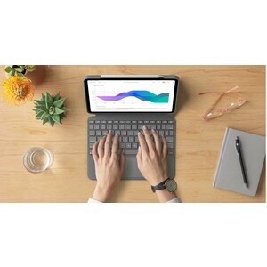 Logitech Combo Touch Keyboard/Cover Case for 32.8 cm (12.9") Apple, Logitech iPad Pro (5th Generation) Tablet - Oxford Gra