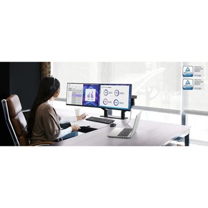 Dell P2422H 60.5 cm (23.8") Full HD LED LCD Monitor - 16:9 - Black, Silver - 609.60 mm Class - In-plane Switching (IPS) Te