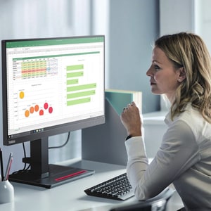 Monitor LED Lenovo ThinkVision T24m-20 24.0" (61.0cm) Class Full HD - 16:9 - Negro oscuro, Rojo - 23.8" (60.5cm) Viewable 