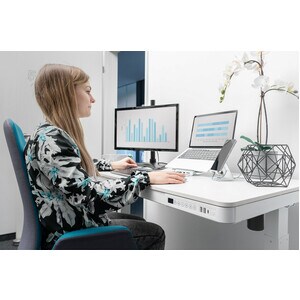 Digitus Tabelle Desk - Weiß Rechteck Top - Weiß Sockel Basis - Höhenverstellbar - 1200 mm Table Top Width x 600 mm Tischpl