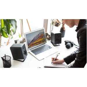 Kanto Desktop Speaker Stands SE4 - 9 lb Load Capacity - 5.60" Height - Desktop - Silicone, Steel - Black