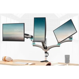 Amer Mounts Hydra HYDRA3XL Desk Mount for Monitor, Display Screen, Flat Panel Display, Curved Screen Display - White, Chro