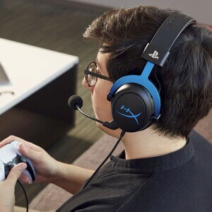 HyperX Cloud - Gaming Headset - PS5-PS4 (Black-Blue) - Mini-phone (3.5mm) - Wired - Over-the-head - Binaural - Ear-cup - N