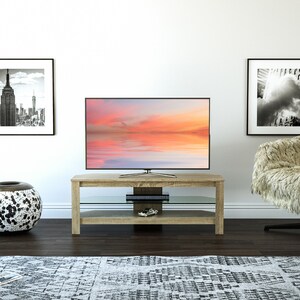 AVF CA115GOX-A: Calibre 45 inch Rustic Sawn Oak Effect TV Stand with Glass Shelf - Up to 55" Screen Support - 88.18 lb Loa