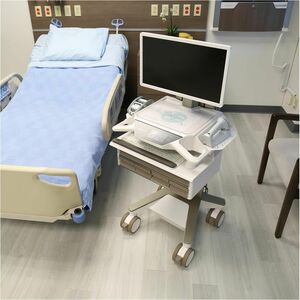 Ergotron CareFit Medical Trolley - TAA Compliant - 1 Drawer - 17.01 kg Capacity - 4 Casters - White, Warm Grey - 27" (68.5