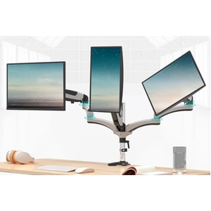 Amer Mounts Hydra HYDRA3XL Desk Mount for Monitor, Display Screen, Flat Panel Display, Curved Screen Display - White, Chro