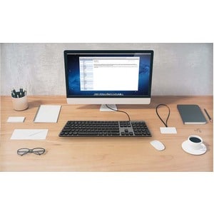 Macally UCZKEYHUBACSG Keyboard - Cable Connectivity - USB Type A, USB Type C Interface - 107 Key(s) - ChromeOS - PC, Mac -