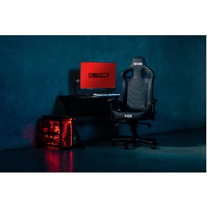 Next Level Racing Elite Gaming Chair Black Leather Edition - For Game - Leather, Aluminum, Suede, PU Leather - Black