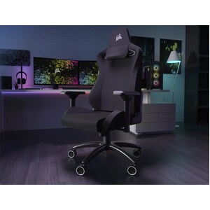 Corsair TC200 Gaming Chair - Soft Fabric - Black/Black - For Gaming - Fabric, Steel, Foam, Memory Foam - Black