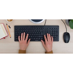 CHERRY STREAM Keyboard - Cable Connectivity - USB Interface - English (UK) - Scissors Keyswitch - 10 Hot Key(s) - Volume D