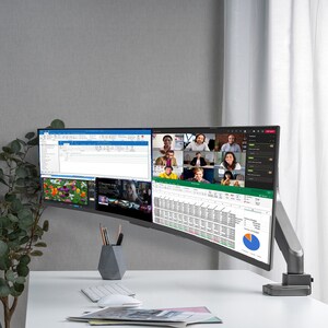 Montage de bureau V7 DM1HDS pour Moniteur, Affichage - Réglable en hauteur - 1 Écran(s) supportés - 43,2 cm à 124,5 cm (49