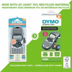 Dymo LetraTag 100H Plus Handheld Label Maker - Direct Thermal - 5 Font Size - Label - Silver - Handheld - Underline, Auto 