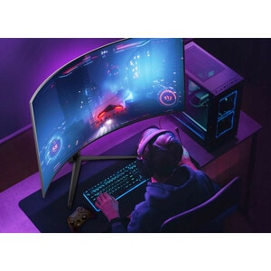 LG UltraGear 45GR95QE-B 45" (114.3 cm) Class UW-QHD Curved Screen Gaming OLED Monitor - 21:9 - Black - 44.5" (113 cm) View