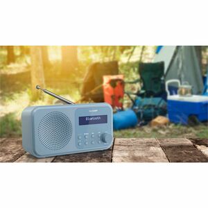 Sharp Tuner - Tragbar, Desktop - Blau - 20 x FM, 20 x DAB, 20 x DAB/DAB+ - LED Display - Kabellos - Bluetooth - USB - Kopf