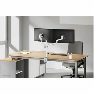 Neomounts Mounting Arm for Monitor - White - Height Adjustable - 2 Display(s) Supported - 43.2 cm to 68.6 cm (27") Screen 