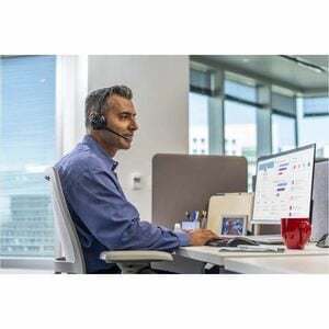 Poly Savi 8400 Office 8420 Wireless Over-the-head Stereo Headset - Black - Binaural - Supra-aural - 18000 cm - Bluetooth -