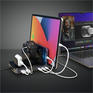 LINDY Kabelgebundenes Cradle für Tablet-PC, Smartphone, Notebook - 6 Steckplatz/-plätze - Ladefunktion - USB Typ-A, USB-Ty