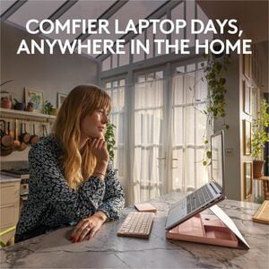 Logitech Casa Pop-Up Desk Work From Home Kit with Laptop Stand, for Laptop/MacBook (10" to 17"), Rose - Bohemian Blush