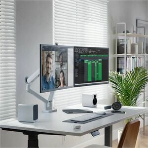 Alogic Glide Mounting Arm for Monitor, Flat Panel Display, Curved Screen Display - White - 2 Display(s) Supported - 17" to