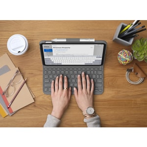 Logitech SLIM FOLIO Keyboard/Cover Case (Folio) for 27.69 cm (10.90") Apple, Logitech iPad (10th Generation) Tablet - Oxfo