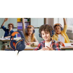V7 Safe Sound 2 HU590E Kabel Auf den Ohren, Über das Ohr, Kopfbügel Stereo Headset - Orange, Dunkelblau - Binaural - Ohrum