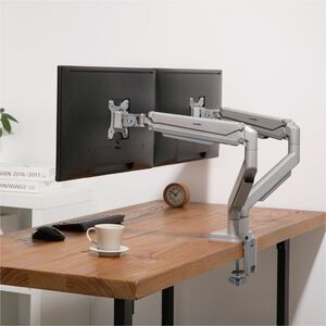 Rocstor ErgoReach Mounting Arm for Monitor - Silver - Landscape/Portrait - 2 Display(s) Supported - 17" to 32" Screen Supp