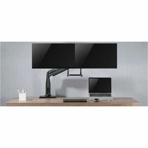 Bras support d'écran V7 DM1HDD pour Moniteur, Affichage - Noir mat - Support de barre à ressort à gaz robuste V7 pour doub