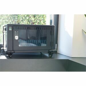 Digitus Charging Cart - 4 Casters - Glass, Plastic - 550 mm Width x 375 mm Depth x 384 mm Height - Metal Frame - Black - F