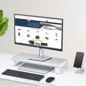 StarTech.com Ergonomic Monitor Riser Stand, Up to 33lb/15kg, Fixed height 3.5in/9cm, Desktop Computer Monitor/Laptop Riser