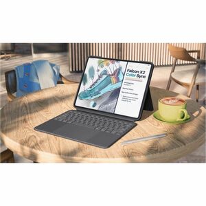 Logitech Combo Touch Tastatur/Cover (Folie) für 27,9 cm (11 Zoll) Apple iPad Pro 11 (2024) Tablet - Schweizerisch Tastatur
