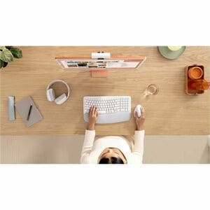 Logitech Wave Keys Keyboard - Compact - Wireless Connectivity - French - AZERTY Layout - Off White - Bluetooth - Easy-Swit