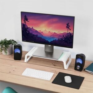 Trust Monta Monitor Stand - 10 kg Load Capacity - Desk, Freestanding - Tempered Glass - White, Transparent - For Monitor, 