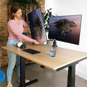 Braccio porta monitor R-Go Caparo, braccio porta monitor doppio regolabile con molla a gas, capacità di carico 3-9 kg, nero