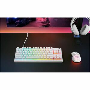 SteelSeries Apex 3 TKL White - US - Cable Connectivity - USB Interface - RGB LED - Volume Roller, Adjustable Brightness, R