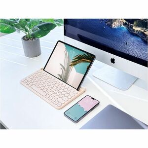 Macally Compact Bluetooth Keyboard for Mac with iPhone or iPad Holder (Brown) - Wireless Connectivity - Bluetooth - Compac