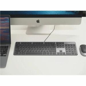 Macally USB Keyboard For Mac (Space Grey) - Cable Connectivity - USB Type A Interface - 104 Key(s) - Mac OS - Computer, No