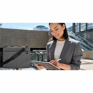 Sacoche de transport V7 CSE14-ECO - Pochette Style pour 35,6 cm (14") à 35,8 cm (14,1") Ordinateur Portable - Gris - Polyt