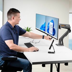 StarTech Desk Mount Dual Monitor Arm w/Crossbar, Up To 27" Display, VESA 75x75/100x100, Max 33lb/15kg, C-Clamp, Mechanical