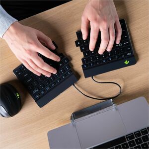 R-Go Split Break Tastatur - Kabellos Konnektivität - USB-Typ C Schnittstelle - Englisch (US) - QWERTY Layout - Schwarz - S